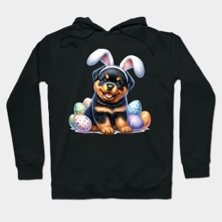 Puppy Rottweiler Bunny Ears Easter Eggs Happy Easter Day Hoodie